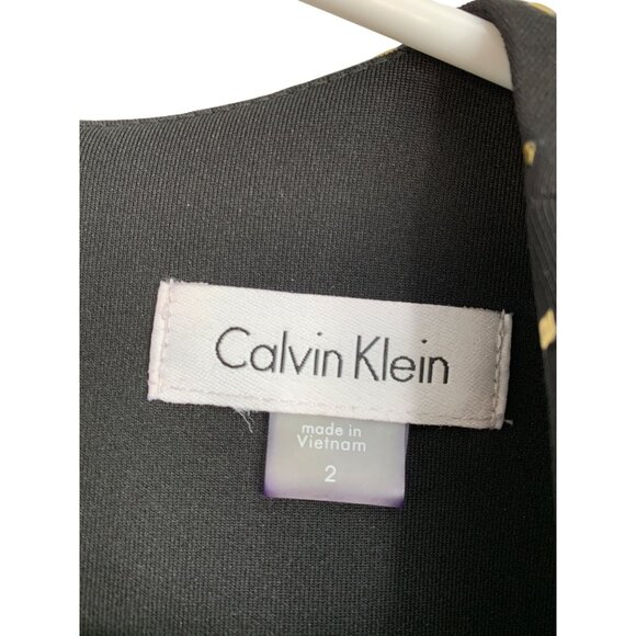 Calvin Klein Black & Gold Polka Dot Sleeveless Sheath Dress Size 2 NWT Pencil - Picture 3 of 9